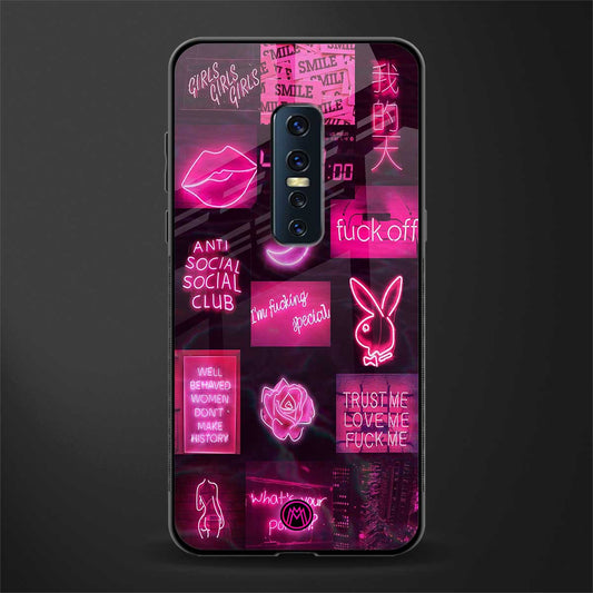 black pink aesthetic collage glass case for vivo v17 pro image