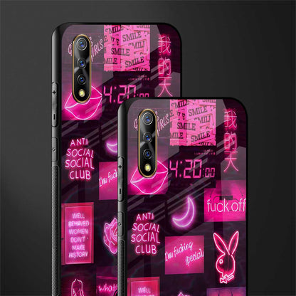 black pink aesthetic collage glass case for vivo z1x image-2