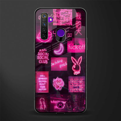 black pink aesthetic collage glass case for realme 5s image