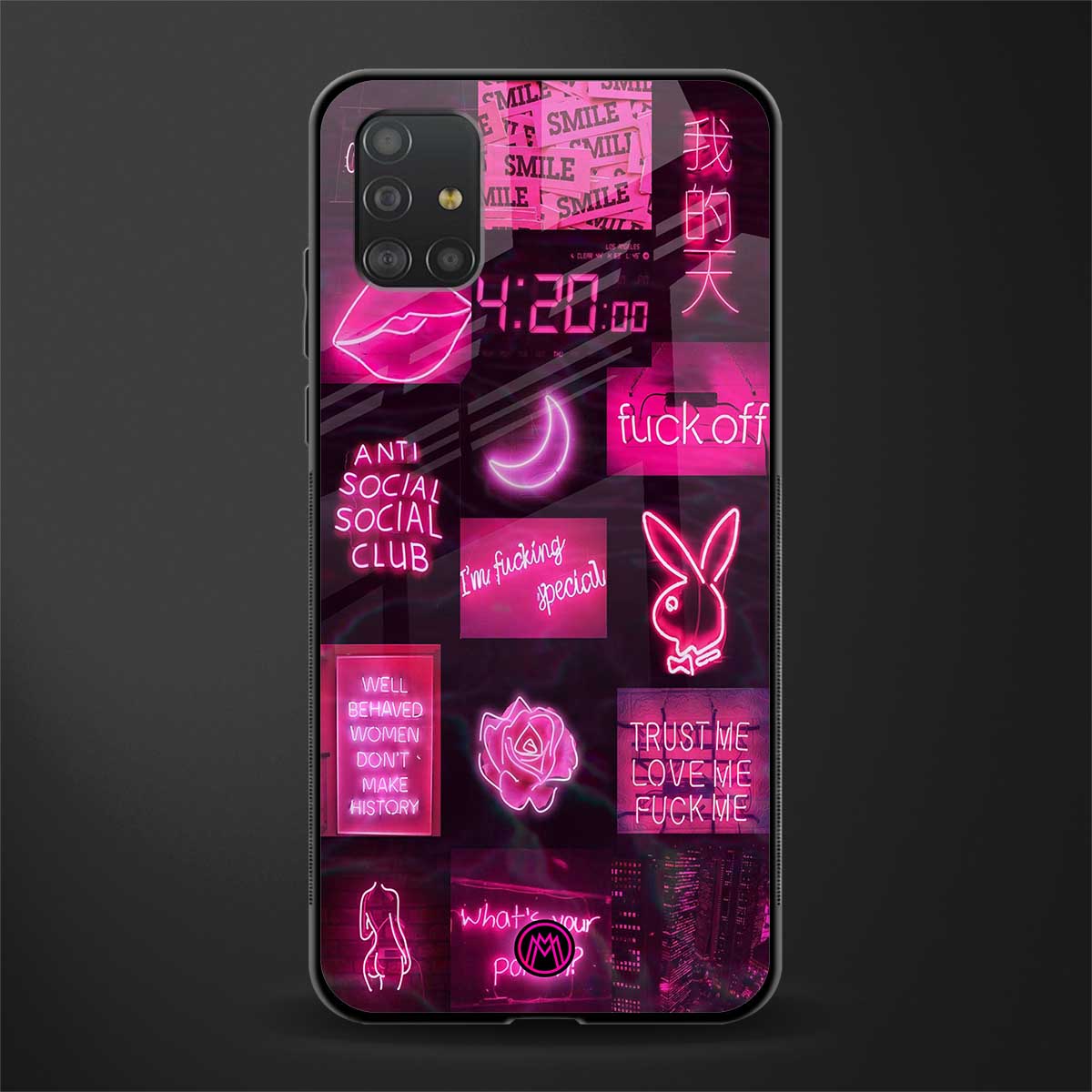 black pink aesthetic collage glass case for samsung galaxy a51 image