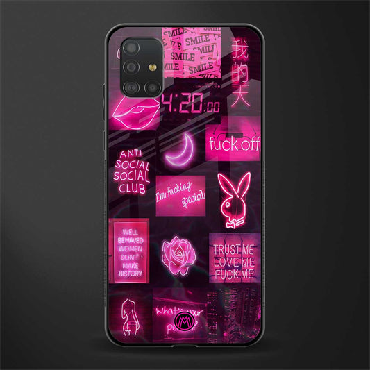 black pink aesthetic collage glass case for samsung galaxy a51 image