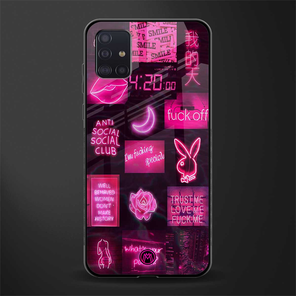 black pink aesthetic collage glass case for samsung galaxy a71 image