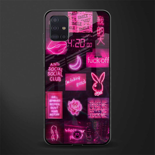black pink aesthetic collage glass case for samsung galaxy a71 image