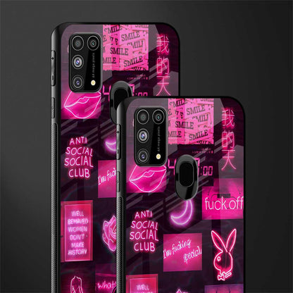 black pink aesthetic collage glass case for samsung galaxy f41 image-2
