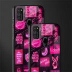 black pink aesthetic collage glass case for samsung galaxy m21 image-2