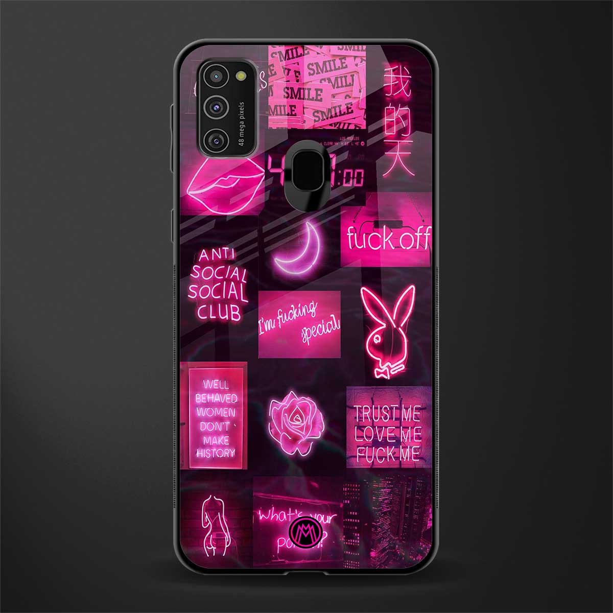 black pink aesthetic collage glass case for samsung galaxy m30s image