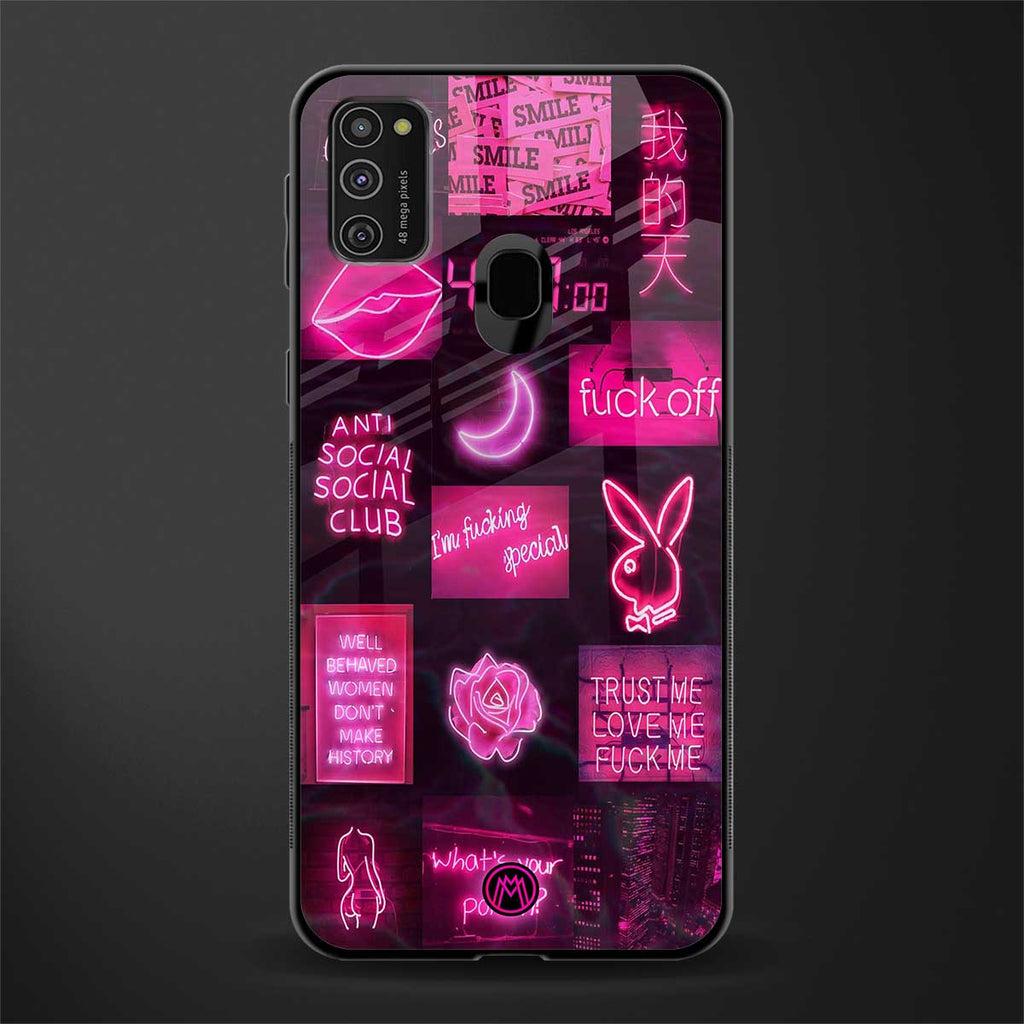 black pink aesthetic collage glass case for samsung galaxy m21 image