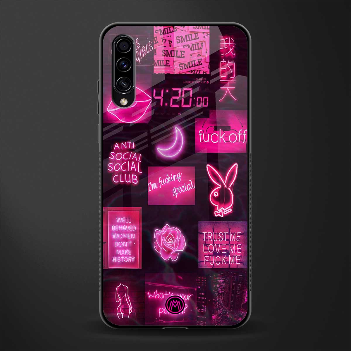 black pink aesthetic collage glass case for samsung galaxy a30s image