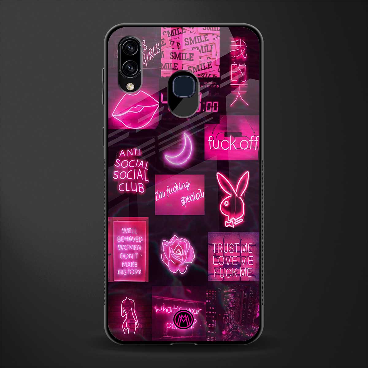 black pink aesthetic collage glass case for samsung galaxy m10s image