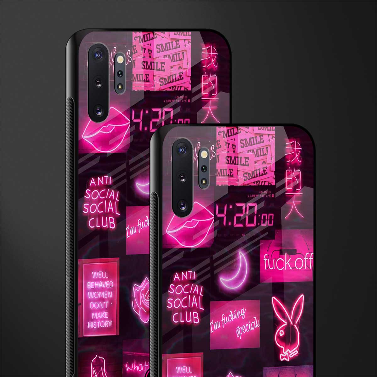 black pink aesthetic collage glass case for samsung galaxy note 10 plus image-2