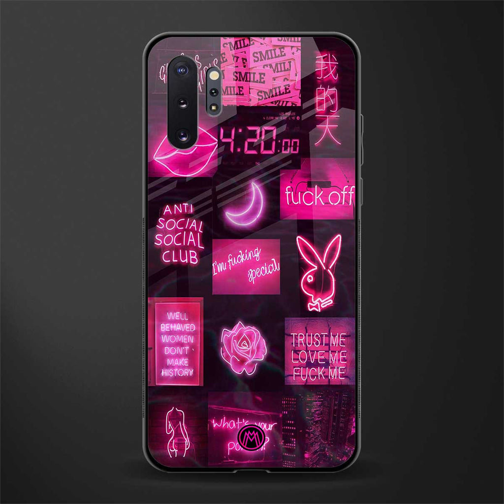 black pink aesthetic collage glass case for samsung galaxy note 10 plus image