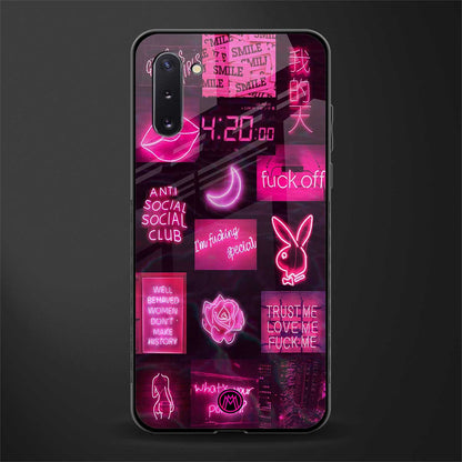 black pink aesthetic collage glass case for samsung galaxy note 10 image