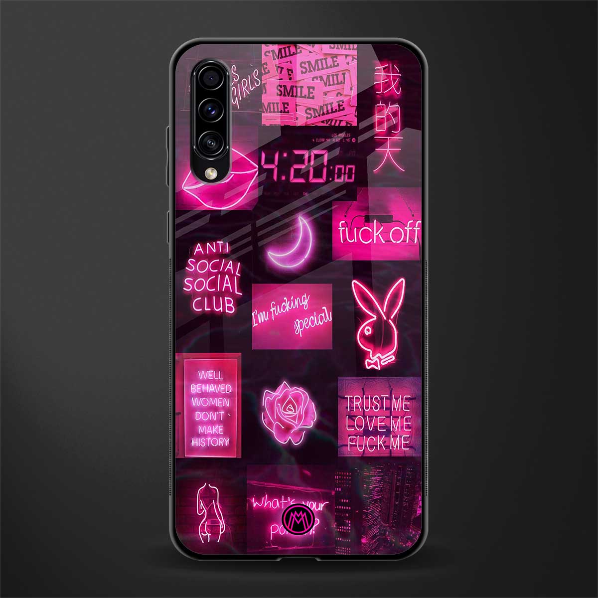 black pink aesthetic collage glass case for samsung galaxy a70s image