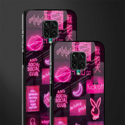 black pink aesthetic collage glass case for redmi note 9 pro max image-2