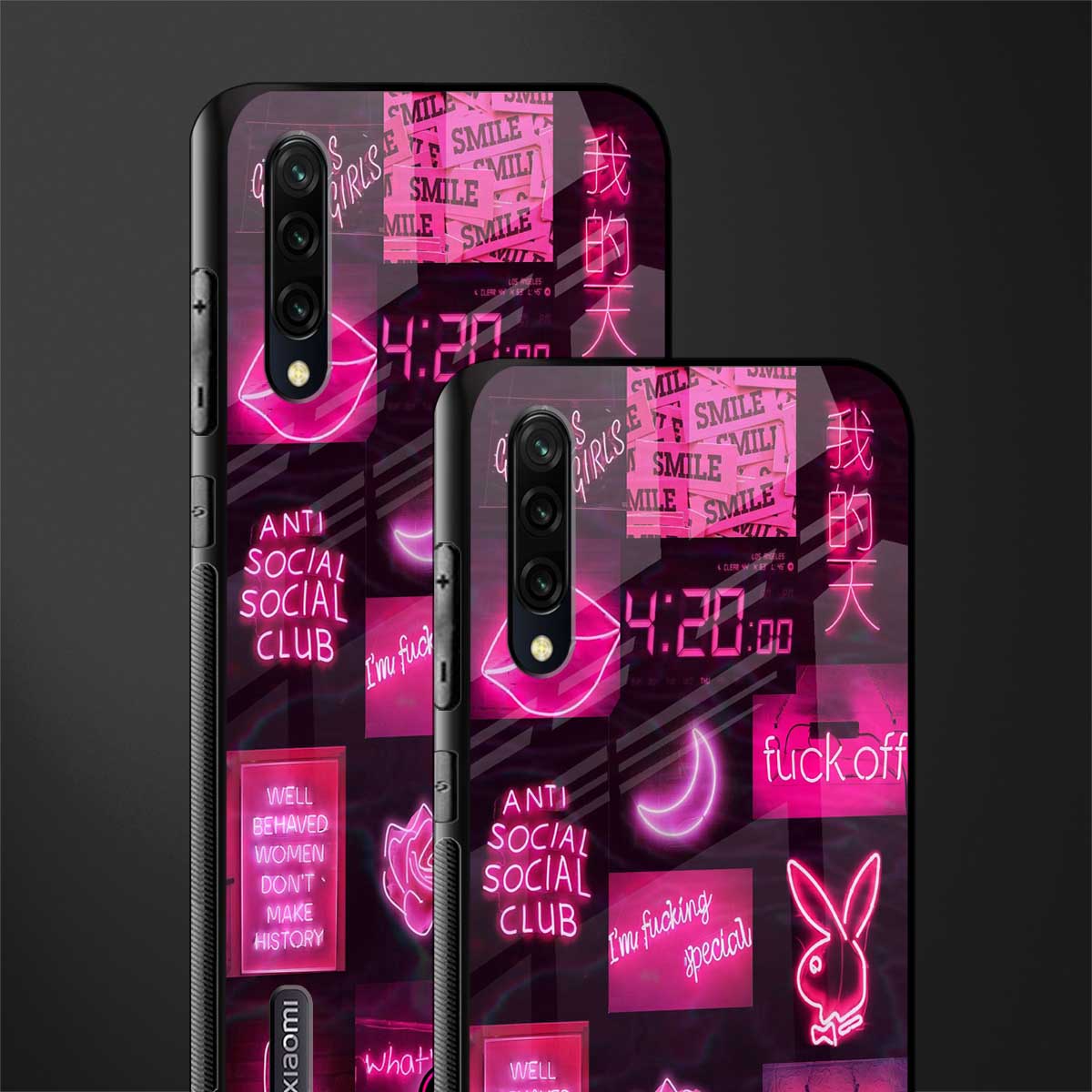 black pink aesthetic collage glass case for mi a3 redmi a3 image-2