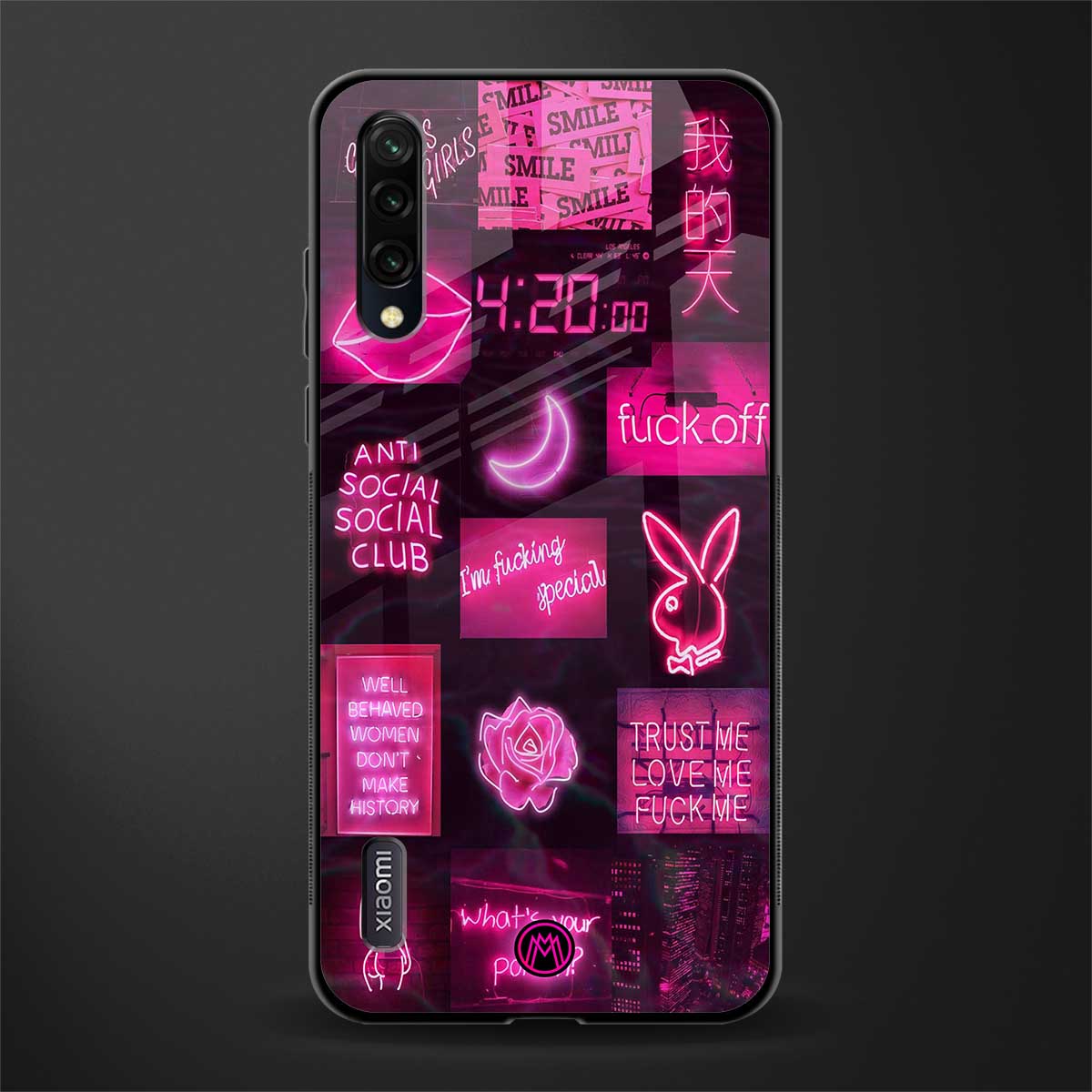 black pink aesthetic collage glass case for mi a3 redmi a3 image