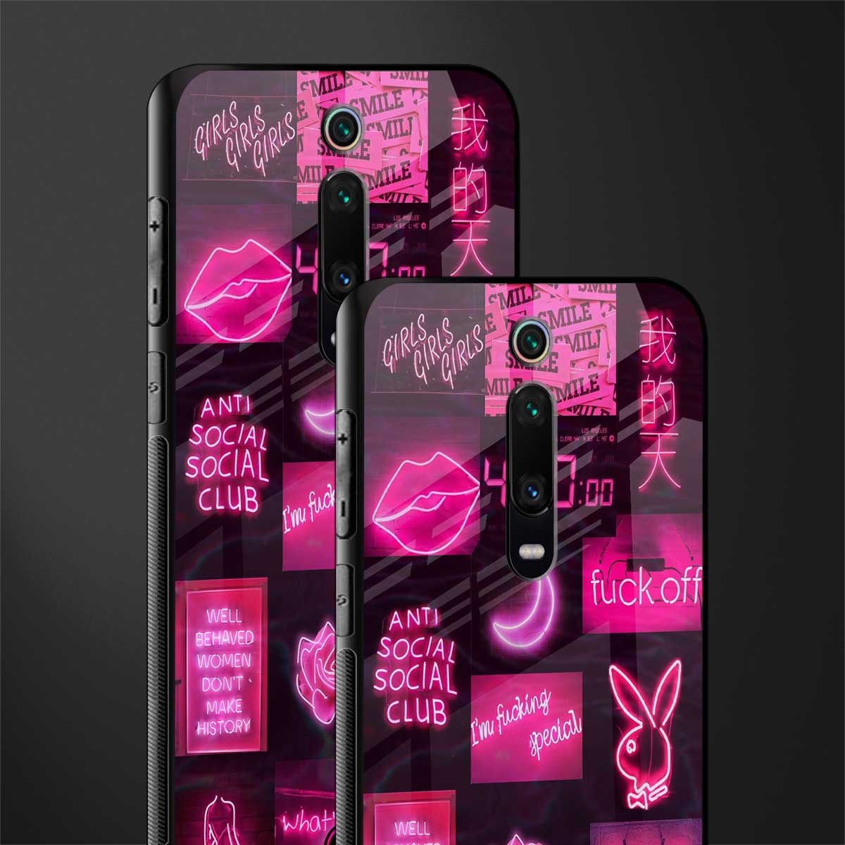 black pink aesthetic collage glass case for redmi k20 image-2
