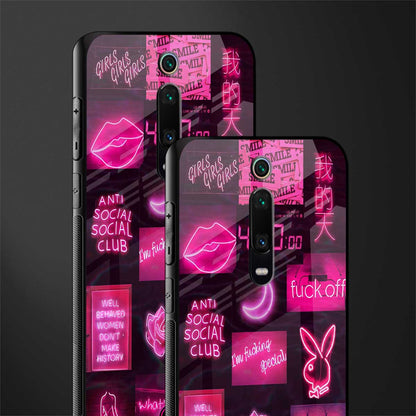 black pink aesthetic collage glass case for redmi k20 pro image-2
