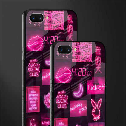 black pink aesthetic collage glass case for realme c1 image-2