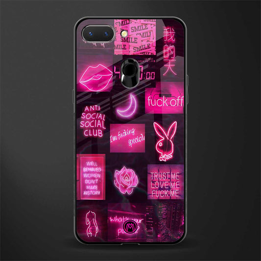 black pink aesthetic collage glass case for oppo a5 image