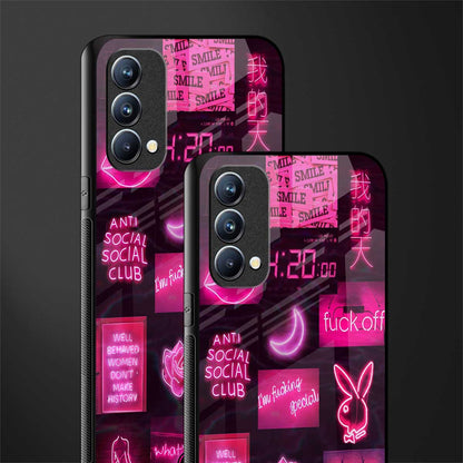 black pink aesthetic collage glass case for oppo f19 image-2