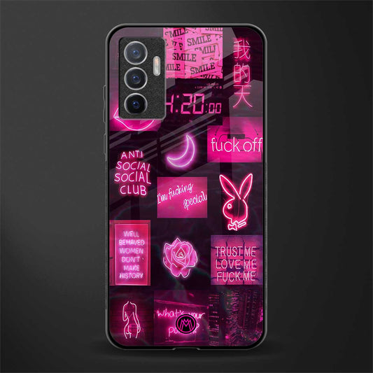 black pink aesthetic collage glass case for vivo v23e image