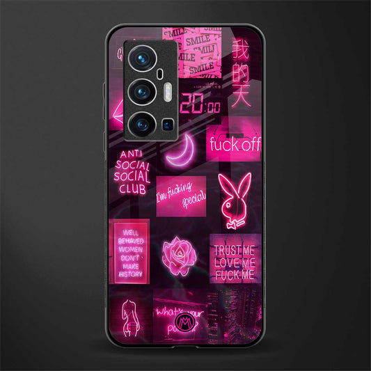 black pink aesthetic collage glass case for vivo x70 pro plus image