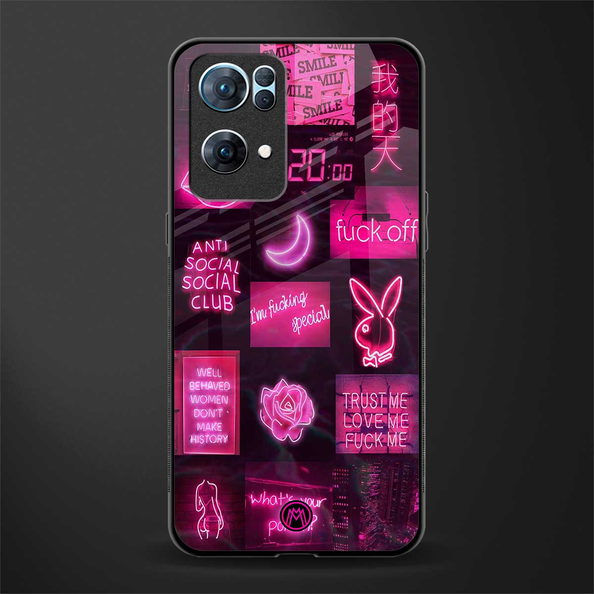black pink aesthetic collage glass case for oppo reno7 pro 5g image