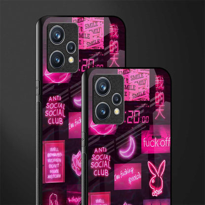 black pink aesthetic collage glass case for realme 9 4g image-2