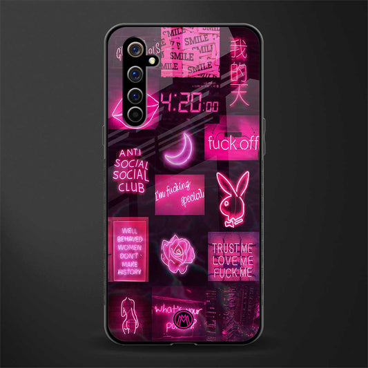 black pink aesthetic collage glass case for realme x50 pro image