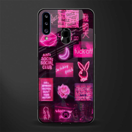 black pink aesthetic collage glass case for samsung galaxy a20s image