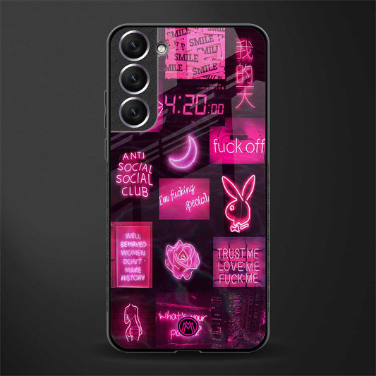 black pink aesthetic collage glass case for samsung galaxy s22 5g image