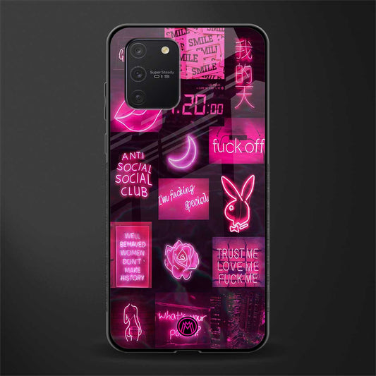 black pink aesthetic collage glass case for samsung galaxy a91 image