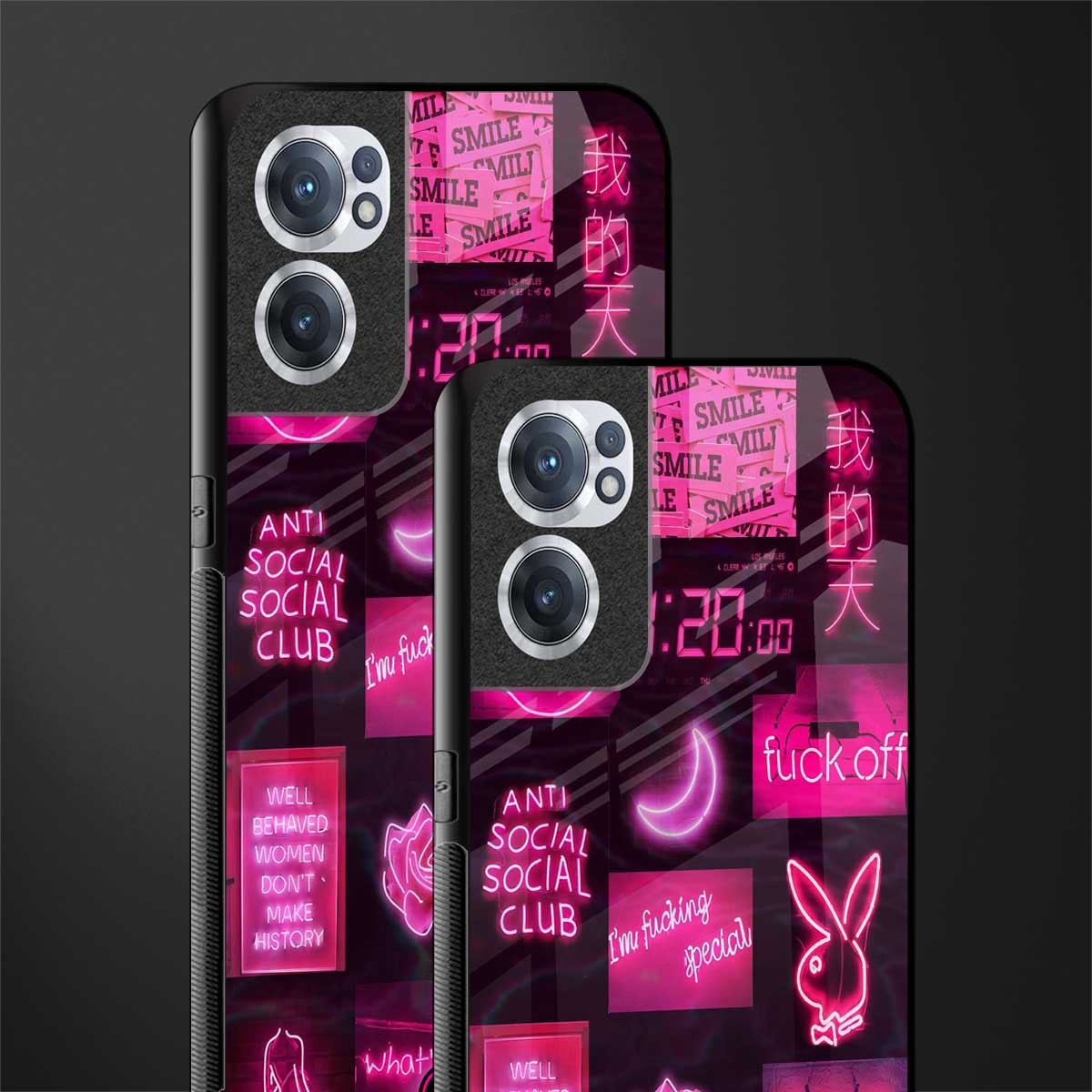 black pink aesthetic collage glass case for oneplus nord ce 2 5g image-2