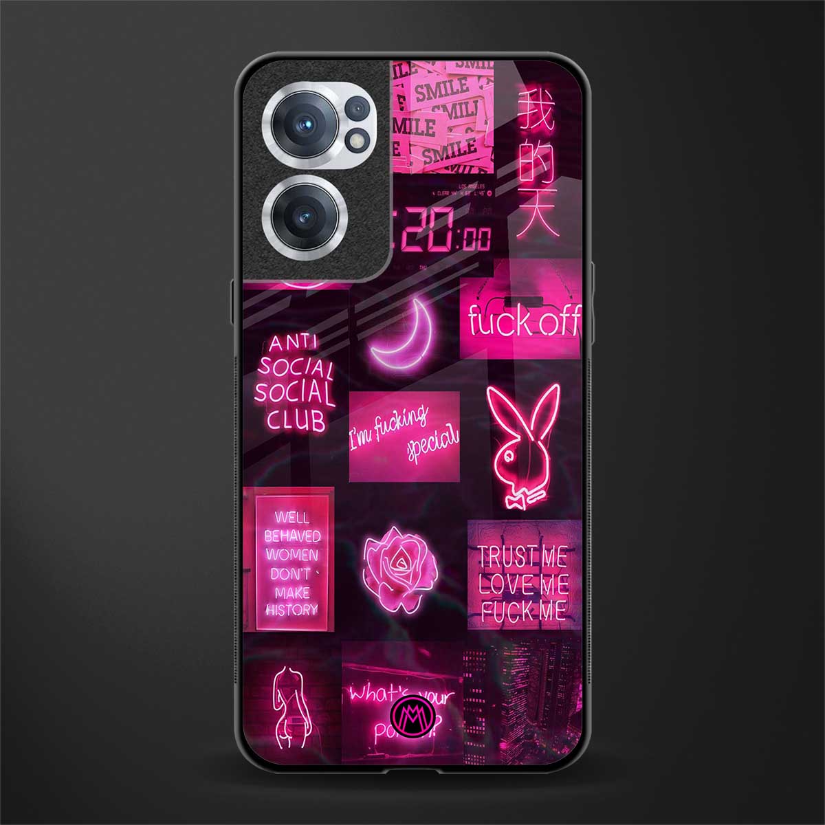 black pink aesthetic collage glass case for oneplus nord ce 2 5g image