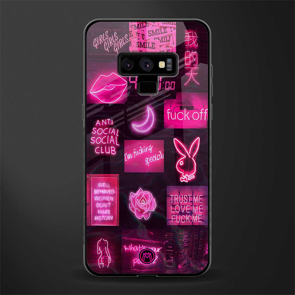 black pink aesthetic collage glass case for samsung galaxy note 9 image