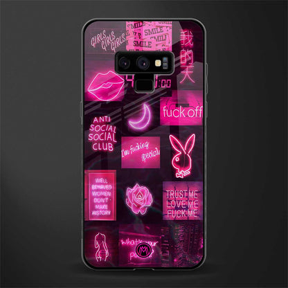 black pink aesthetic collage glass case for samsung galaxy note 9 image