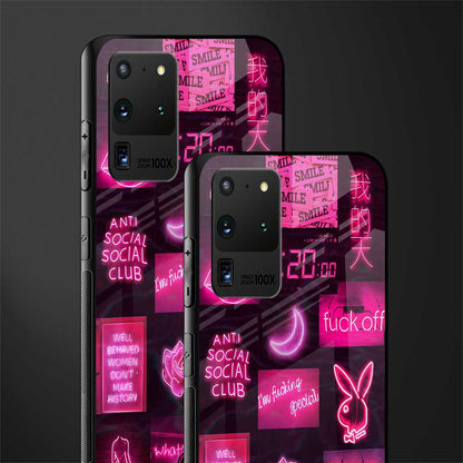 black pink aesthetic collage glass case for samsung galaxy s20 ultra image-2