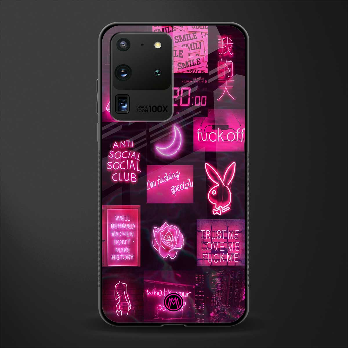 black pink aesthetic collage glass case for samsung galaxy s20 ultra image