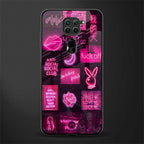 black pink aesthetic collage glass case for redmi note 9 image