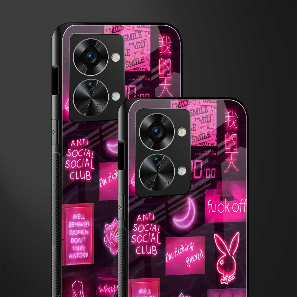 black pink aesthetic collage glass case for phone case | glass case for oneplus nord 2t 5g