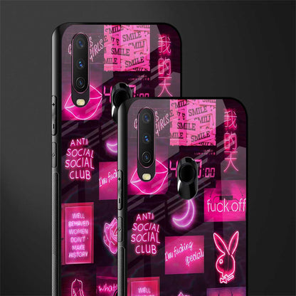 black pink aesthetic collage glass case for vivo y15 image-2