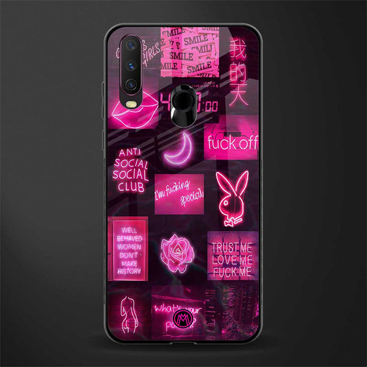 black pink aesthetic collage glass case for vivo y15 image
