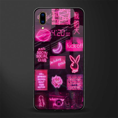 black pink aesthetic collage glass case for vivo v11 pro image