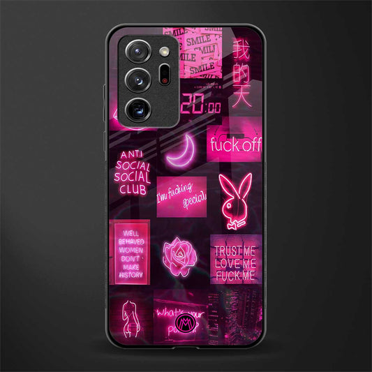 black pink aesthetic collage glass case for samsung galaxy note 20 ultra 5g image