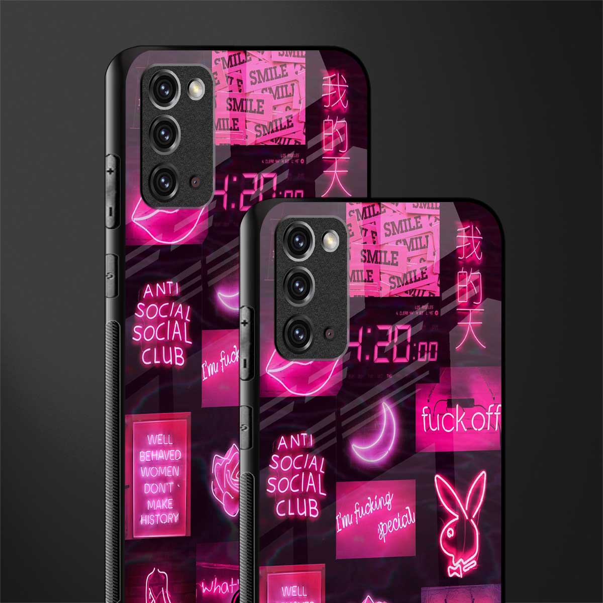 black pink aesthetic collage glass case for samsung galaxy note 20 image-2