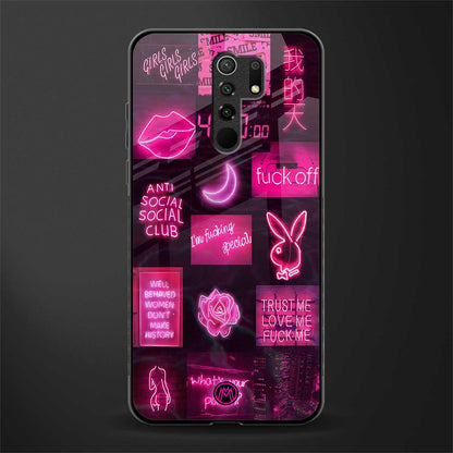 black pink aesthetic collage glass case for poco m2 image