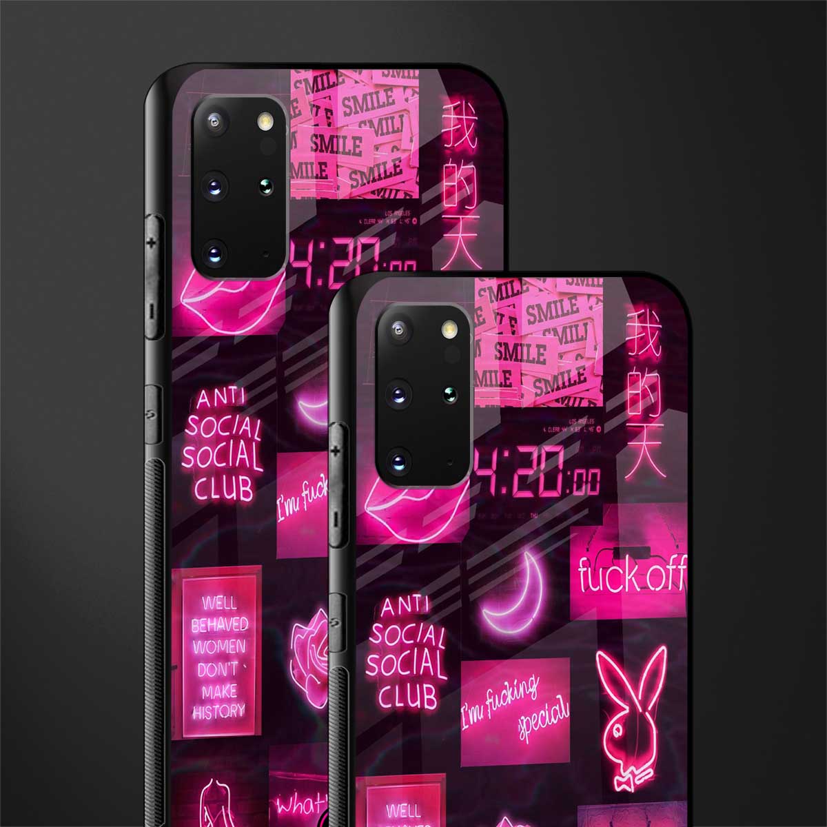 black pink aesthetic collage glass case for samsung galaxy s20 plus image-2