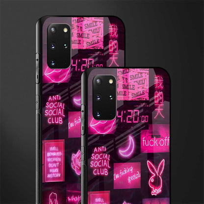 black pink aesthetic collage glass case for samsung galaxy s20 plus image-2