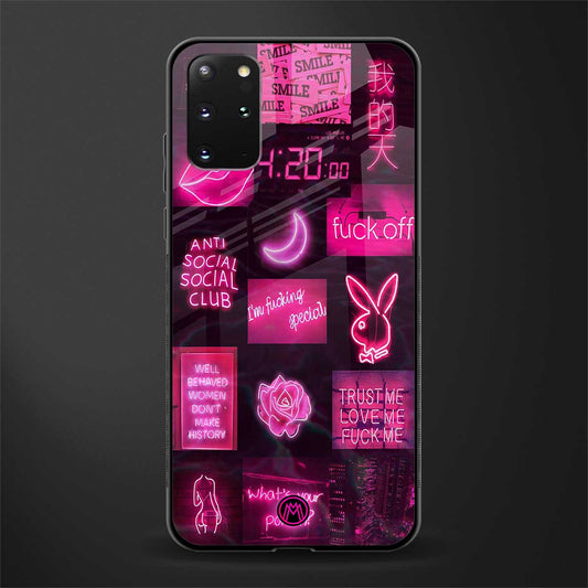 black pink aesthetic collage glass case for samsung galaxy s20 plus image
